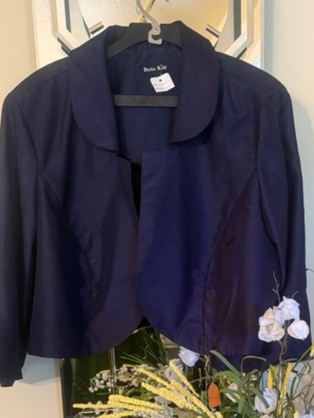 Dana Kay Navy Satin Bolero Jacket